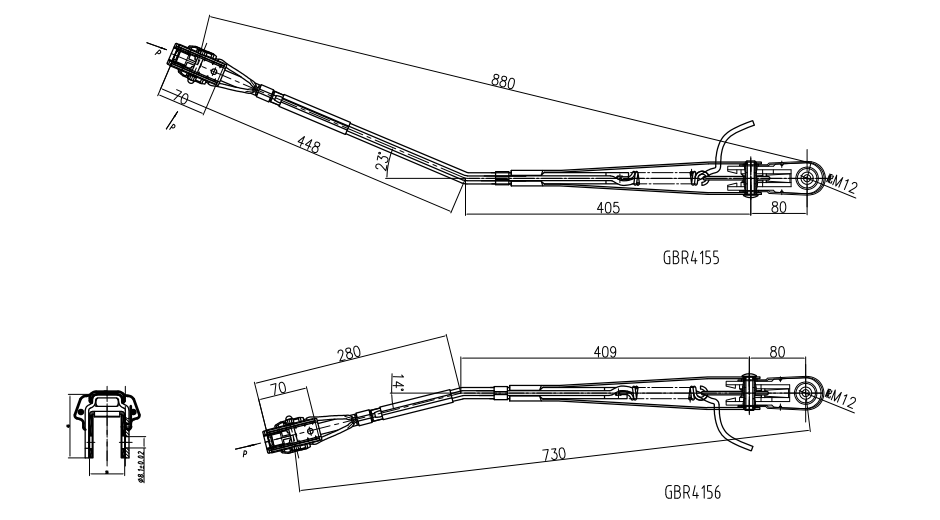 GBR4155（左）、GBR4156（右）R14-單扁桿刮臂